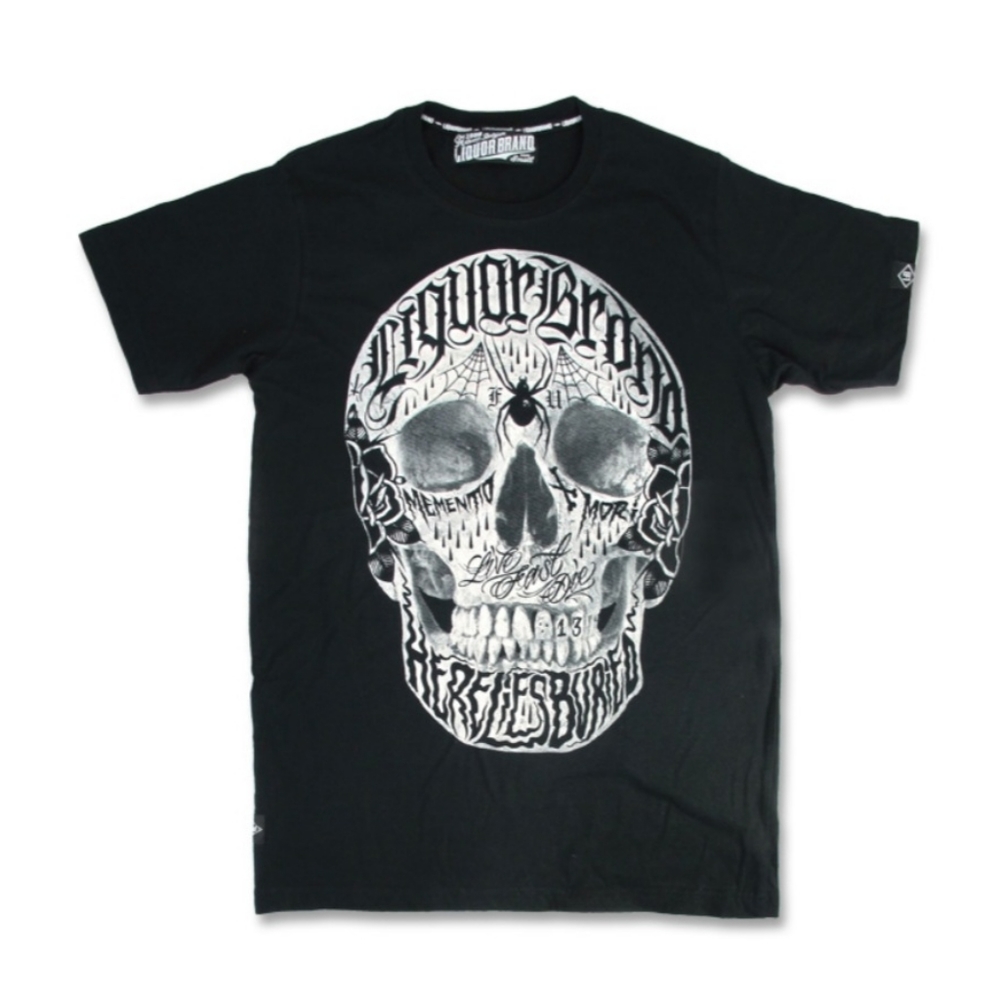 Liquor Brand Live Fast Mens T-shirt 3XL Skull